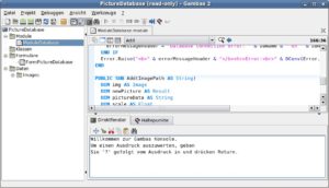 Abbildung 3: Der Code-Editor von Gambas unterstützt Sie bei der Eingabe von Programmcode und Hilfetexten.