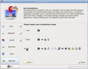 Abbildung 6: Der grafische Live-Installer bietet ebenfalls drei verschiedene Systeme zur Auswahl.