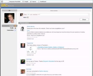 Beispiel für eine mit Exo Social realisierte Microblog-Anwendung.
