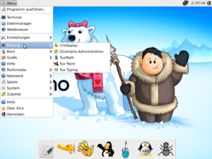 Der Qimo-Desktop mit dem Eskimo Qimo und dem Eisbärenmädchen Illa.