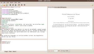 Abbildung 1: Das Gummi-Hauptfenster besteht aus zwei Teilen: Links steht der Quelltext, rechts die aktuelle Ausgabe.