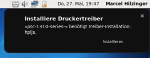Abbildung 1: Benötigt ein Drucker einen speziellen Treiber, dann erscheint automatisch ein Hinweis zur Installation.