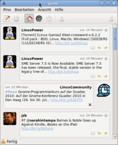 Abbildung 6: Anstelle von Gwibber setzt Fedora 13 auf Pino für Kurznachrichten.