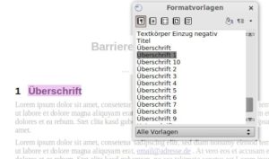 Abbildung 8: Der OpenOffice-Dialog zur Zuweisung der Formatvorlagen.