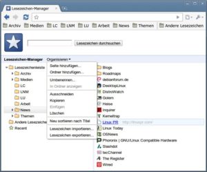 Jetzt offiziell als Stable: Googles schneller Webbrowser Chrome (hier die Lesezeichen-Verwaltung).