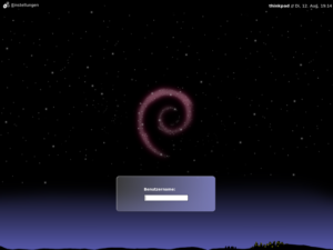 Der Login-Buildschirm des Themes Nightly von Valessio Brito.