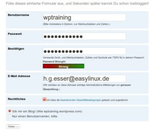 Abbildung 1: Ein kostenloses Blog bei "wordpress.com" ist schnell eingerichtet.