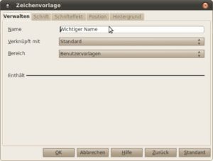 Abbildung 1: Eine neue Zeichen-Formatvorlage benötigt zunächst einen Namen.