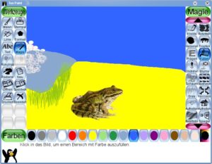 Abbildung 1: In einer Minute basteln Sie sich ein kleines Biotop. Tux Paint ist leicht bedienbar und zeigt schnell ansehnliche Ergebnisse.