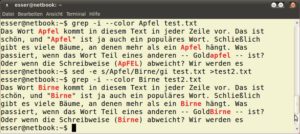 Abbildung 1: Das Tool "sed" ersetzt Texte und kann auch Groß-/Kleinschreibung ignorieren.