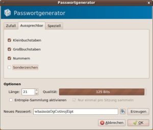 Abbildung 1: Beim Erzeugen sicherer Passwörter steht Ihnen Keepassx hilfreich zur Seite.