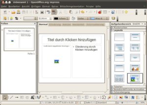 Abbildung 13: Im Gegensatz zu anderen Präsentationsprogrammen wirkt OpenOffice Impress noch extrem aufgeräumt.