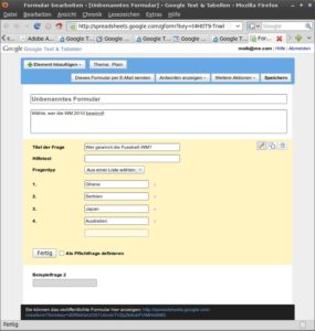 Abbildung 2: Dank kinderleichter Bedienung erstellen Sie mit Google Docs sehr schnell Abfrageformulare.