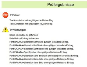 Abbildung 2: … und die entsprechende Ausgabe für das PDF/A-1a-Dokument.