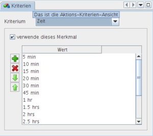 Abbildung 2: "Kriterien" dienen als Entscheidungshilfe für die nächste Aufgabe. Die Werte passen Sie über einen Doppelklick an.