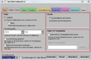 Abbildung 2: Über den Befehl "tuxpaint-config" starten Sie einen separaten Konfigurationsdialog für Tux Paint.