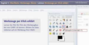 Abbildung 3: "Werkzeuge per Klick erklären": Zu jedem Icon aus der Gimp-Werkzeugleiste finden Sie hier einen kurzen Videoausschnitt mit Erklärungen.