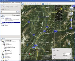 Abbildung 4: In der Darstellung des Tracks lag die im Test verwendete Version 5.1 von Google Maps knapp 70 Kilometer neben dem tatsächlichen Ziel. Darüber hinaus zeigte die Software zwar den Zielpunkt, nicht aber die Route selbst an.