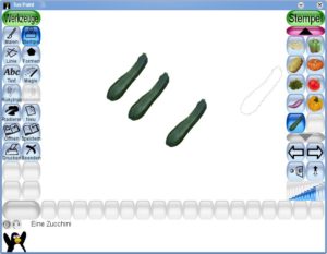 Abbildung 5: Stempeln gehen: Haben Sie die richtigen Zugriffsrechte gesetzt, erscheint die Zucchini im Auswahlmenü von Tux Paint.
