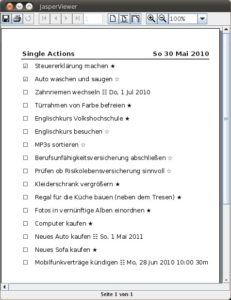 Abbildung 6: Bei Bedarf exportieren Sie alle Aktionen über die Berichtsfunktionen in ein PDF-Dokument. Einmal ausgedruckt, passt die Aufgabenverwaltung in jede Hosentasche.