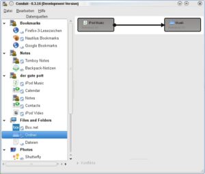 Abbildung 6: Zumindest unter OpenSuse 11.2 erscheinen passend zum angestöpselten iPod auch ein paar synchronisierbare Dienste.