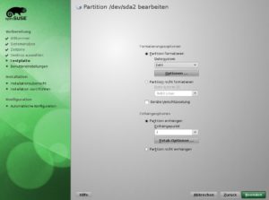 Abbildung 6: Sie müssen mindestens eine Partition mit dem Einhängepunkt "<code srcset=