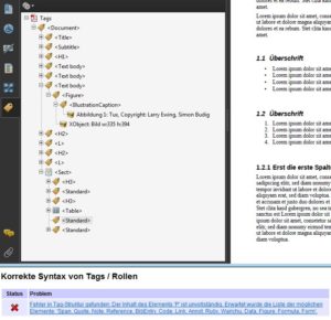Abbildung 8: Die Prüfung in Adobe Acrobat bemängelt ein fehlendes Tag.