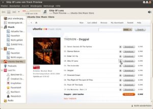 Abbildung 9: Nach Installation und Aktivierung eines Plug-ins kaufen Sie mit dem Musikplayer Banshee im Ubuntu One Music Store ein.