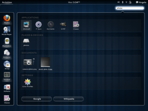 So könnte das Ergebnis einer Suchanfrage unter Gnome 3.0 aussehen.