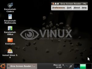 Das für Sehbehinderte und Blinde entwickelte Ubuntu-Derivat Vinux 3.0 startet direkt in den Screenreader Orca und unterstützt USB-Braille-Zeilen.