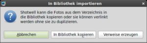 Abbildung 1: Auf Wunsch belässt Shotwell die Bilddateien beim Import in ihren ursprünglichen Verzeichnissen und erzeugt nur Verweise auf die Daten.