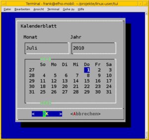 Abbildung 10: Der Dialog-Kalender mit ausgewähltem Datum.