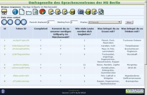 Abbildung 11: Limesurvey listet die Ergebnisse der Umfrage tabellarisch auf.