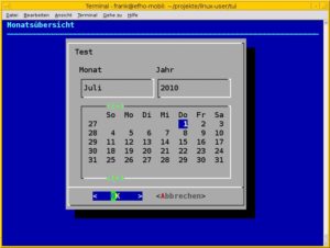 Abbildung 13: Ein Dialog-Kalender mit Hintergrundtext.