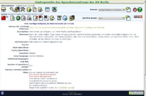 Abbildung 3: Limesurvey vergibt für jede Umfrage eine eindeutige ID.