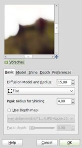 Abbildung 3: Das Gimp-Plugin Focus Blur erzeugt eine spezielle Unschärfe, wie sie sonst nur bei Linsen oder Objektiven auftritt.