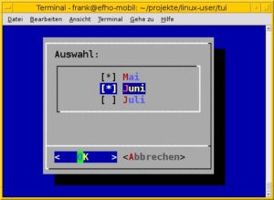Abbildung 8: Mehrfachauswahl in einer Checkliste mit Dialog.