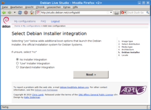 Debian Live Studio führt den Anwender mit einfachen Fragen zum fertigen Live-Image.