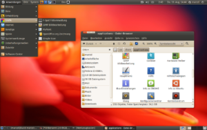 Der komplette Desktop mit dem Fensterstil Equinox-Dark.