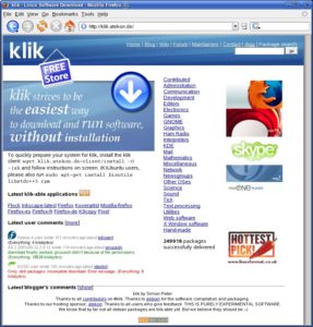 Abbildung 1: Auf der Klik-Homepage finden Sie ein umfangreiches Software-Archiv, sortiert nach Kategorien.