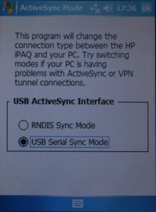 Abbildung 1: Mit Activ Sync Mode versteht Windows Mobile 2005 wieder das Netzwerkprotokoll der Vorgängerversion. Das Kernelmodul <code srcset=