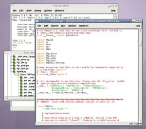 Abbildung 1: IDLE, eine in Python mit der Tk-Bibliothek programmierte integrierte Entwicklungsumgebung. Je nach Linux-Distribution wird diese IDE zusammen mit Python oder aus einem getrennten Paket installiert.