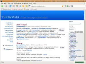 Abbildung 1: TiddlyWiki, das Wiki zum Management persönlicher Notizen.