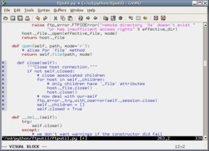 Abbildung 1: Markierung eines Rechteckblocks in Vim mit <code srcset=