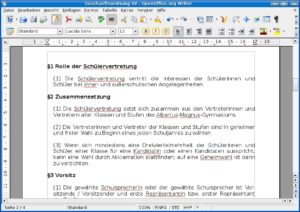 Abbildung 1: Ein Text mit Aufzählungen und Einrückungen in OpenOffice Writer dient als Testdokument für das ODF-Plugin.