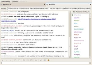 Abbildung 1: Im IRC chatten Sie zu jeder Tages- und Nachtzeit mit anderen Fedora-Core-Fans.