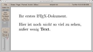 Abbildung 1: Der LaTeX-Interpreter erzeugt aus LaTeX-Quelltext zunächst DVI-Dateien. Sie lassen sich ins PostScript- oder PDF-Format konvertieren.