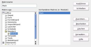 Abbildung 1: Das Openoffice-Fenster zur Verwaltung der Basic-Makros.