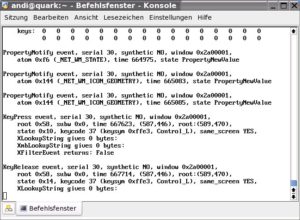 Abbildung 1: xev zeigt den Keycode einer gedrückten Taste an, in dieser Abbildung einen Druck auf die linke Strg-Taste ("Control_L").