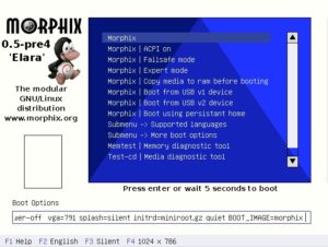 Abbildung 1: Die Entwickler von Morphix setzen als Boot-Manager Grub ein.